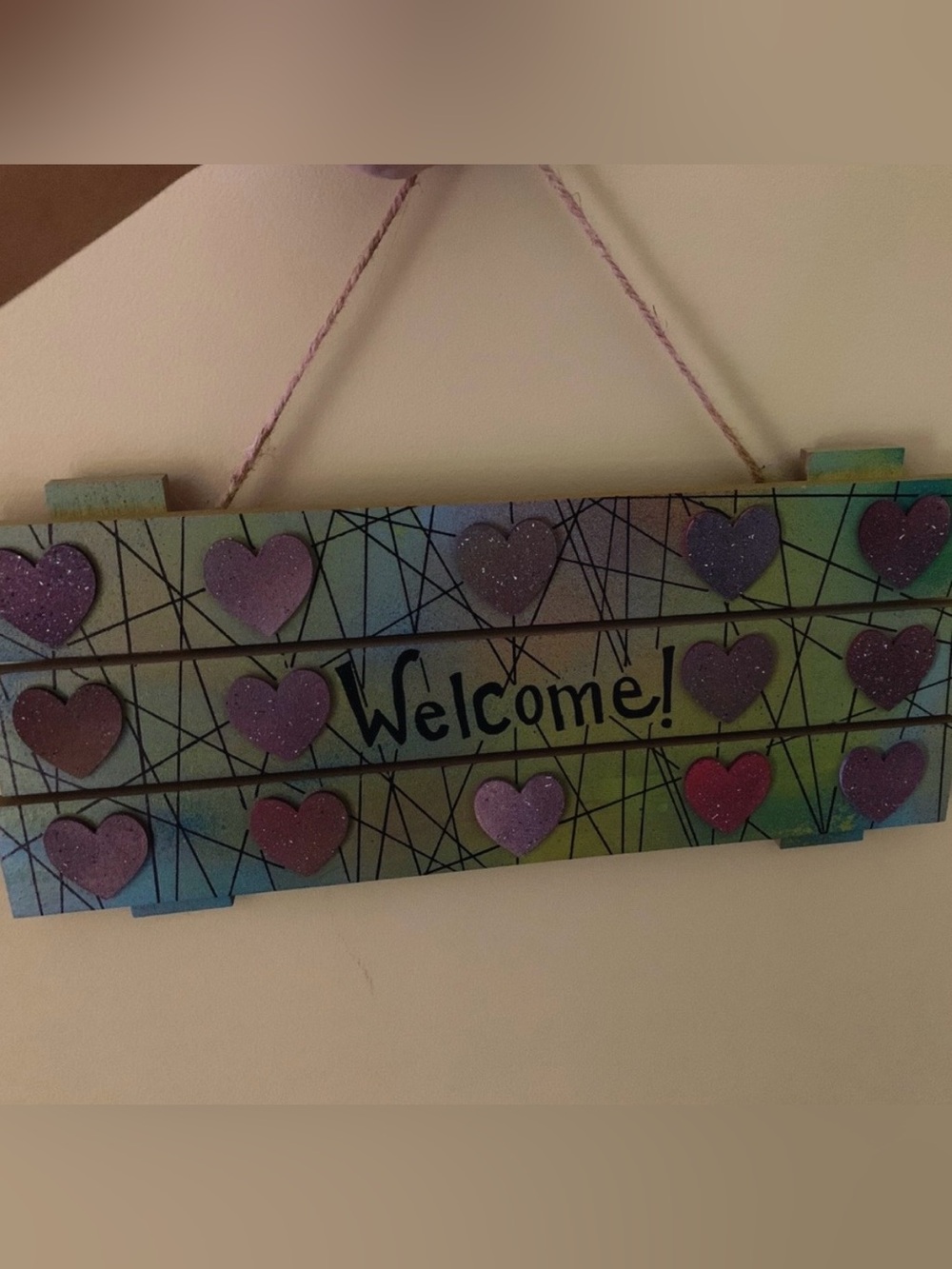 HANDMADE WOODEN HEART WELCOME SIGN